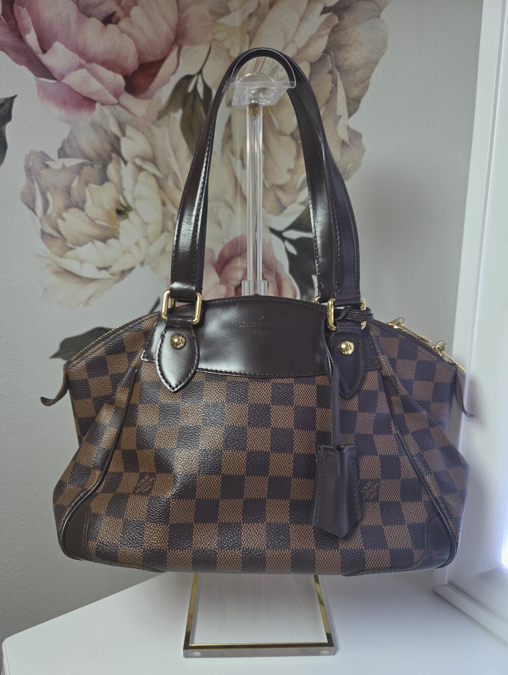 Authentic Louis Vuitton Damier Ebene Verona PM Brown Purse & Dust Bag